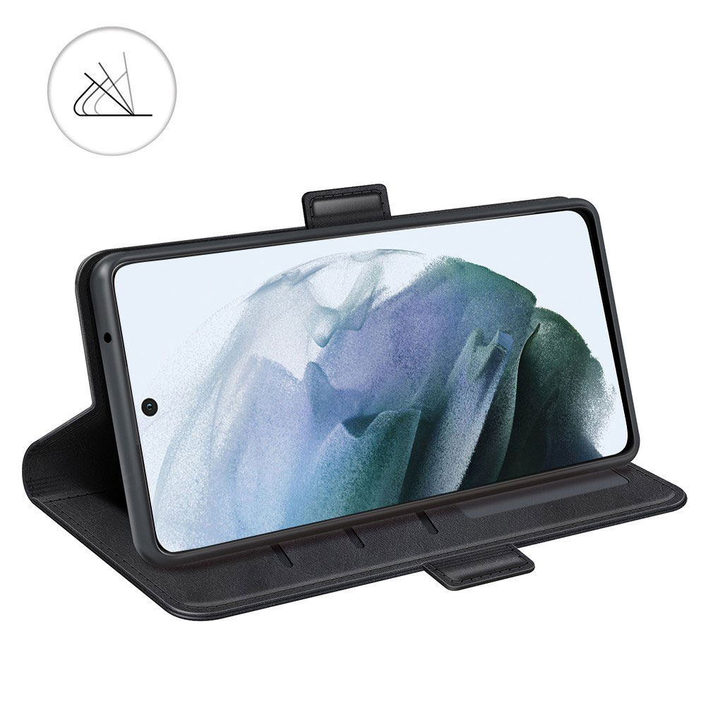 Samsung Galaxy S21 FE 5G Vintage Leder Tasche Flip Cover Fashion Design - Schwarz