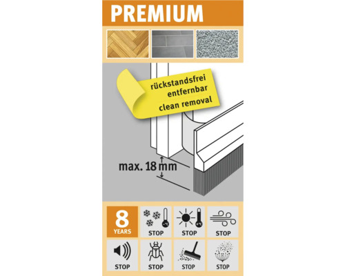 fix-o-moll deurrubber met borstel, premium zelfklevend, wit, 1 m