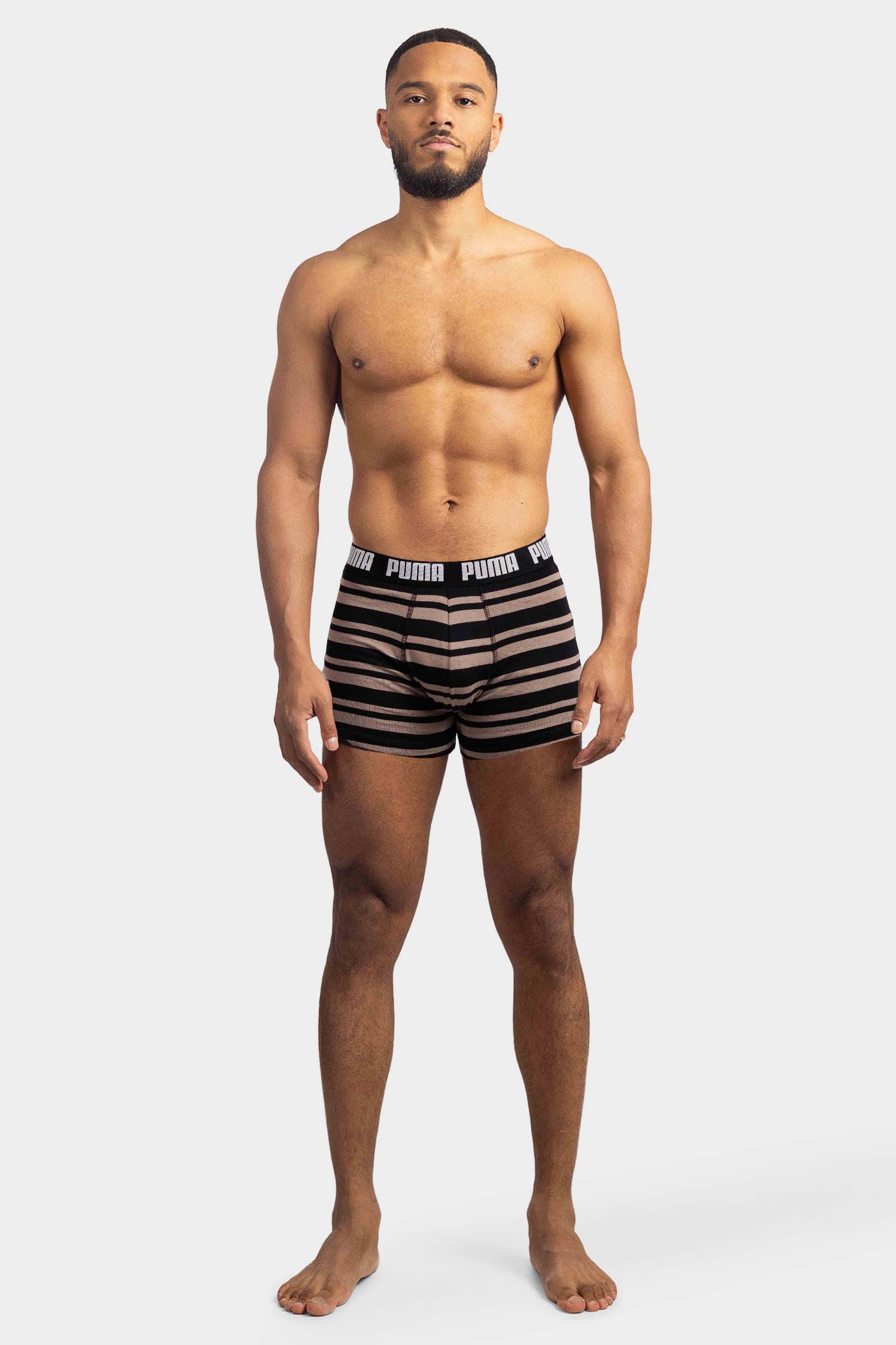 Puma Heritage Stripe Boxershorts 4-Pack Heren Zwart/Bruin