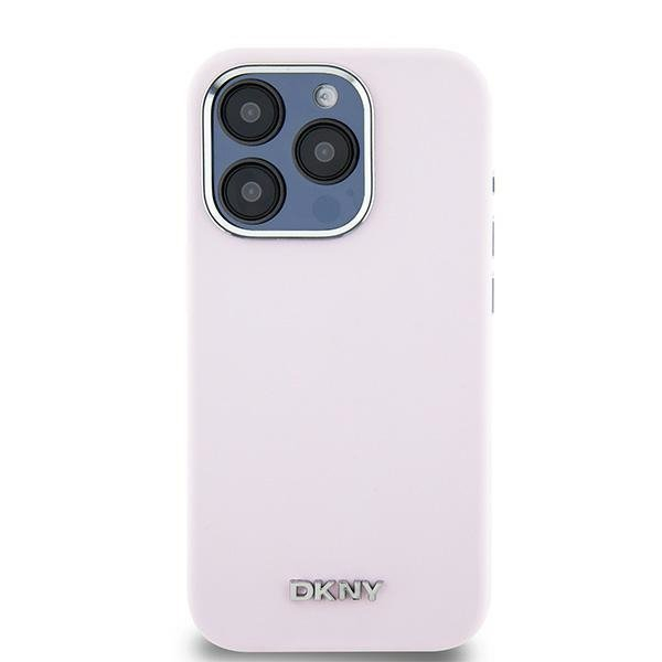 iPhone 14 Pro MagSafe Silikon Hülle Case Metal Logo (DKHMP14LSMCHLP) - Rosa