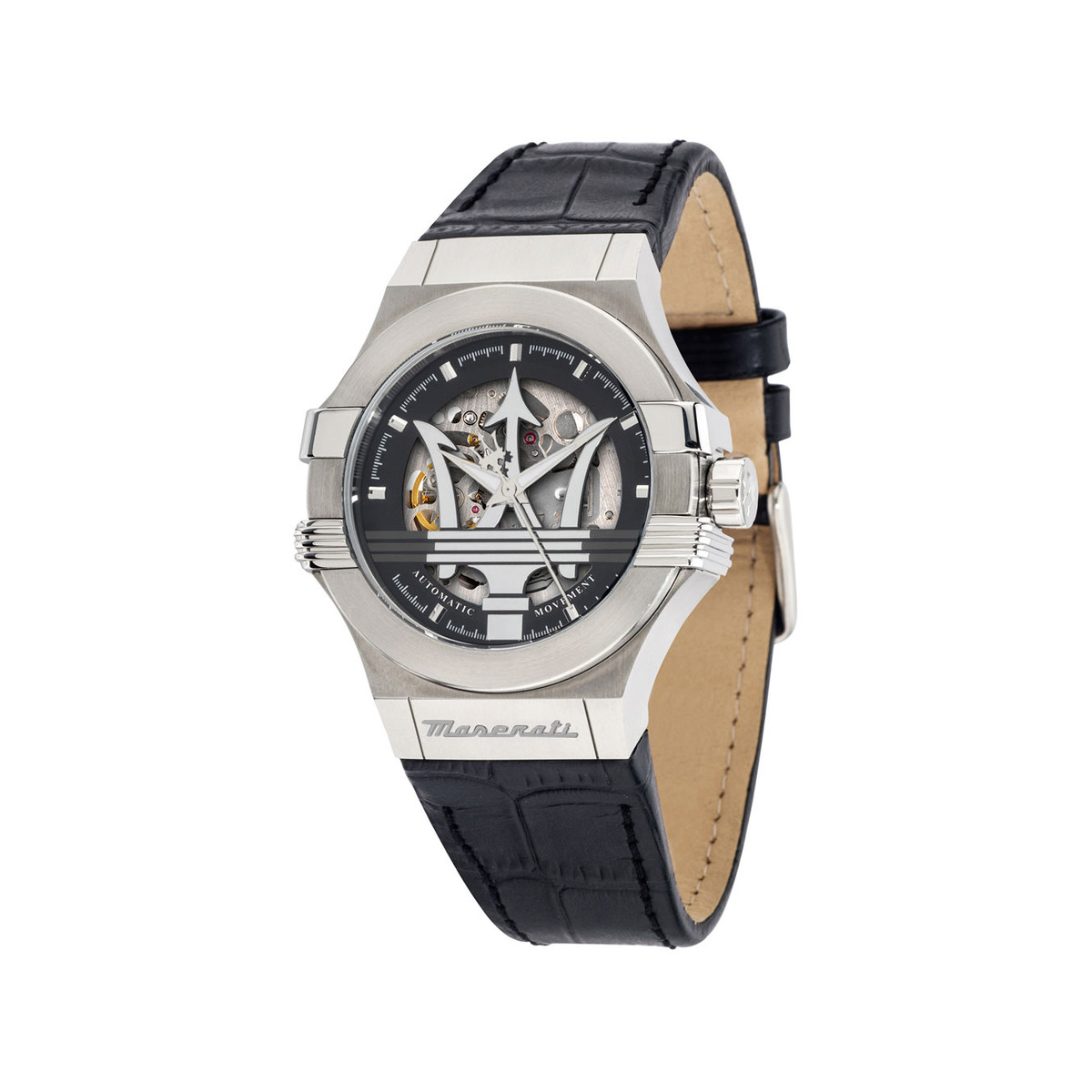 Montre MASERATI homme automatique acier bracelet cuir noir