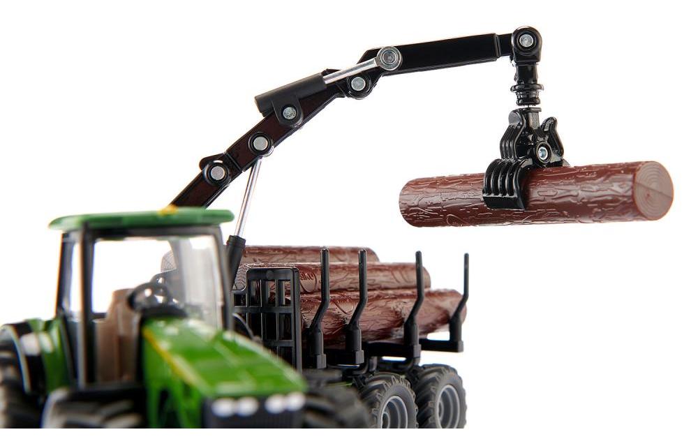 Traktor John Deere 8430 mit Forstanhänger 1:50Siku Farmer Traktor Modell mit Kran-Anhänger für Baumstämme