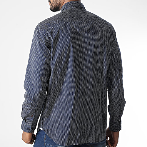 Chemise Manches Longues Core Flex Mini Geo Print 5036 Bleu Marine