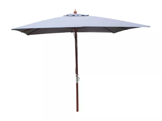 Parasol en bois carré 250x250 cm toile gris MATERA