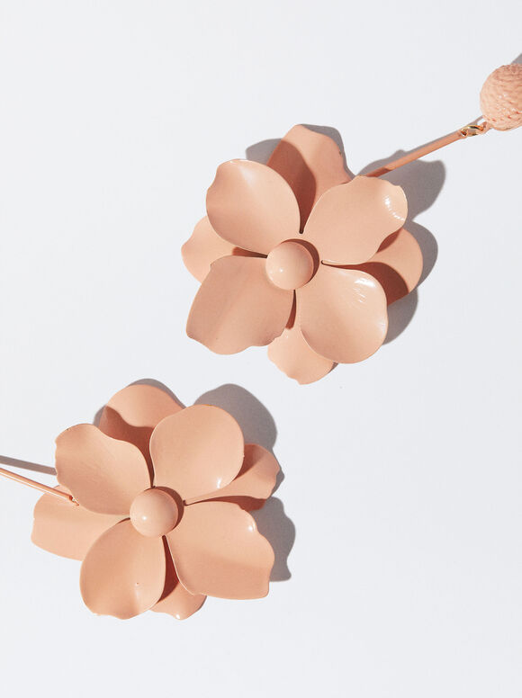Brincos de flor com resina - Laranja