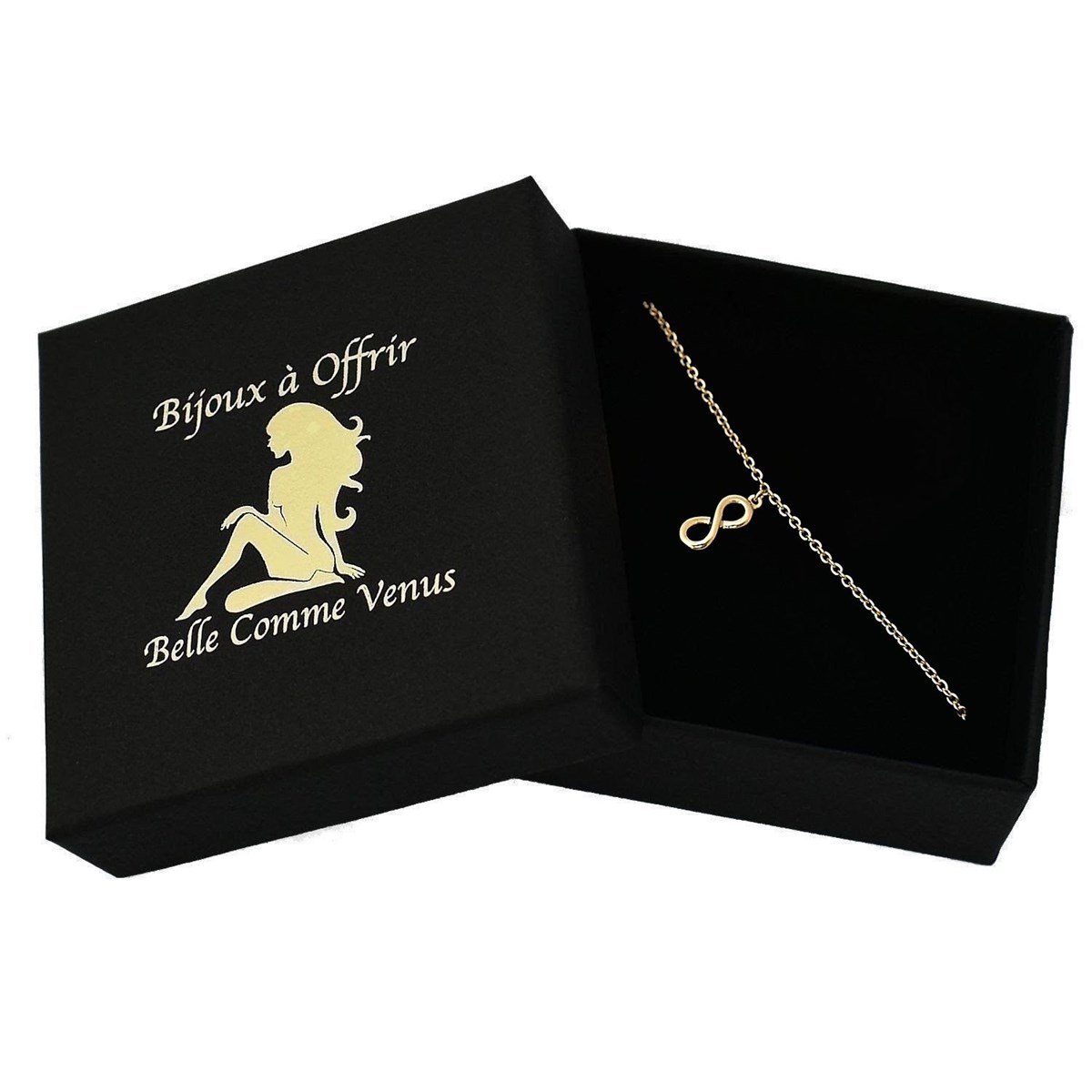 Chaîne de cheville infini symbole pendant Plaqué OR 750 3 microns