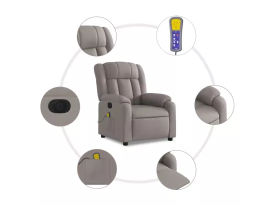 Fauteuil de massage inclinable électrique Taupe Tissu