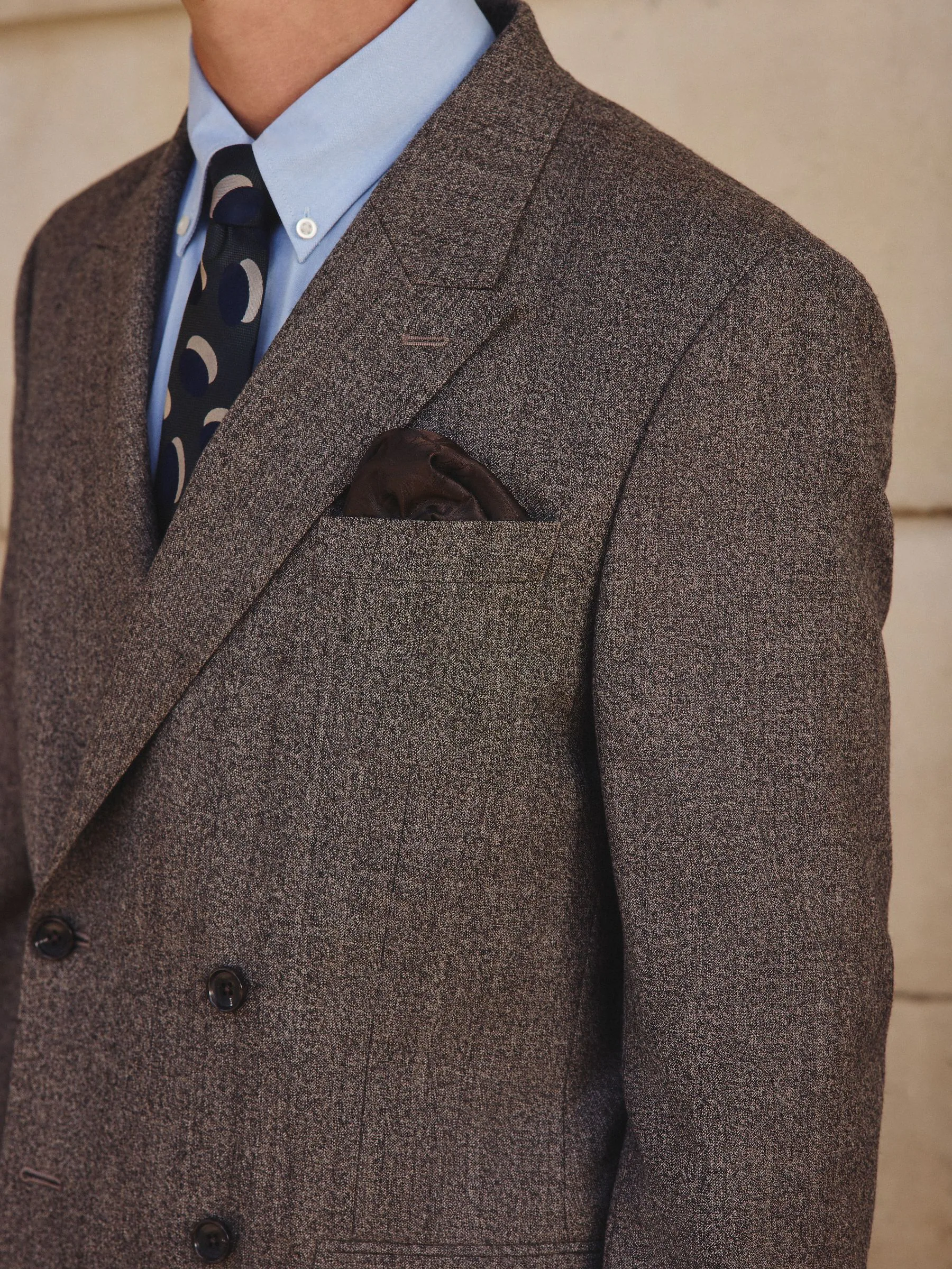 Neutraal - Double Breasted Merino Wool Blend Suit Jacket
