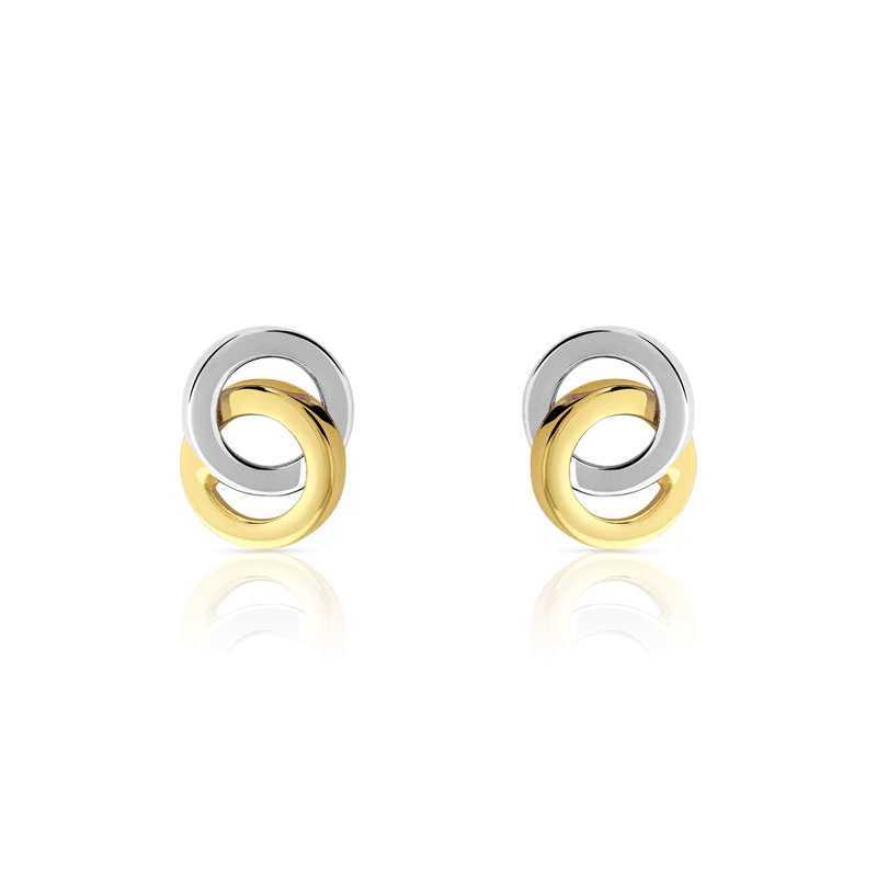Boucles d'oreilles or 375 2 tons entrelacées