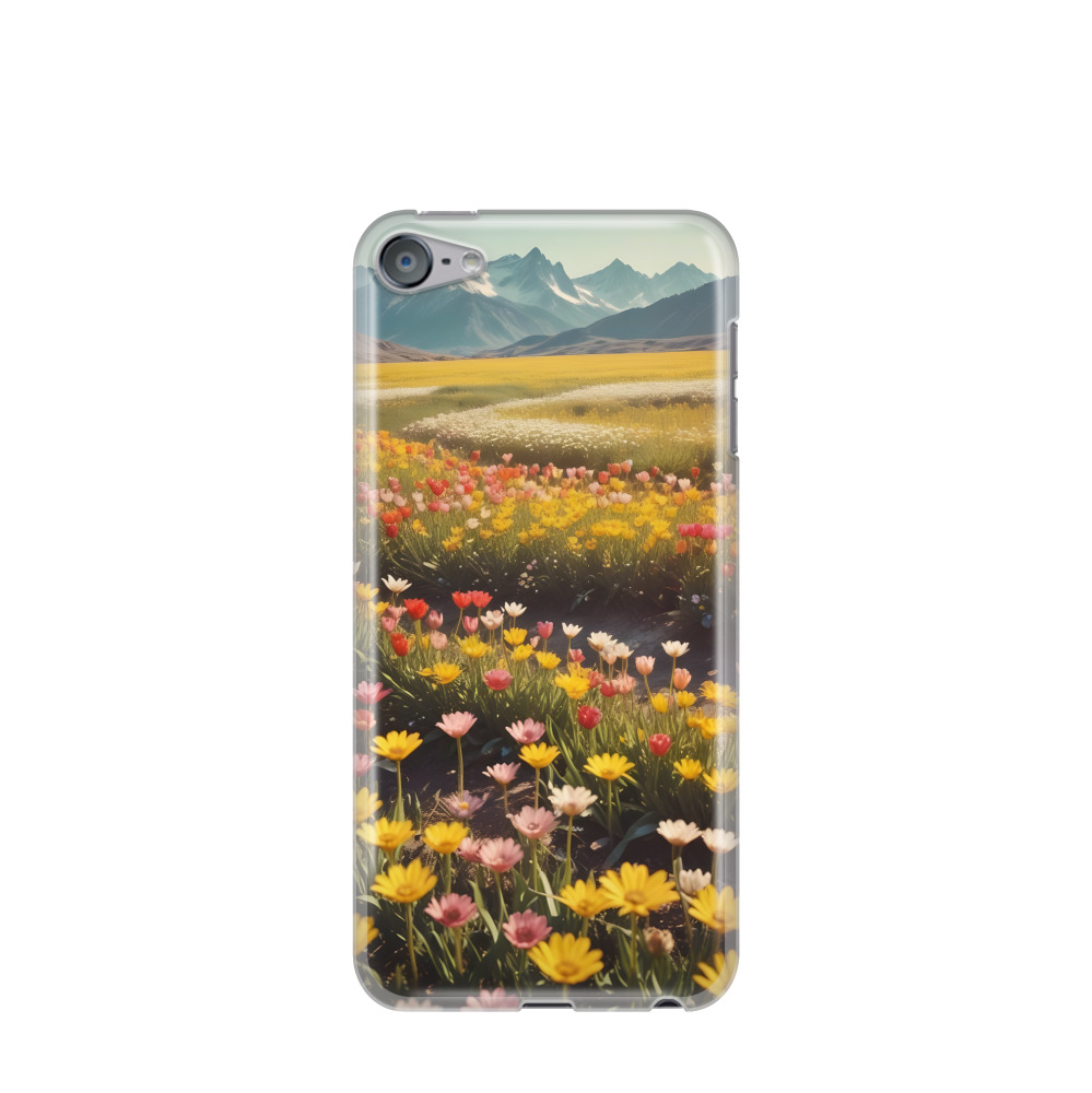iPod Touch 7G Gummi Hülle Bergfrühling in voller Blüte - Gelb