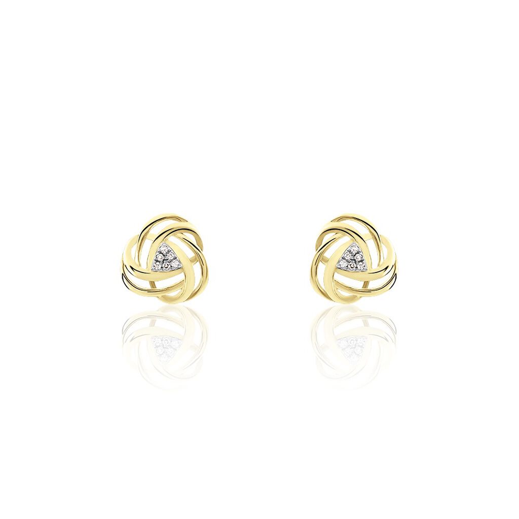 Boucles D'oreilles Puces Or Jaune Afua Diamants