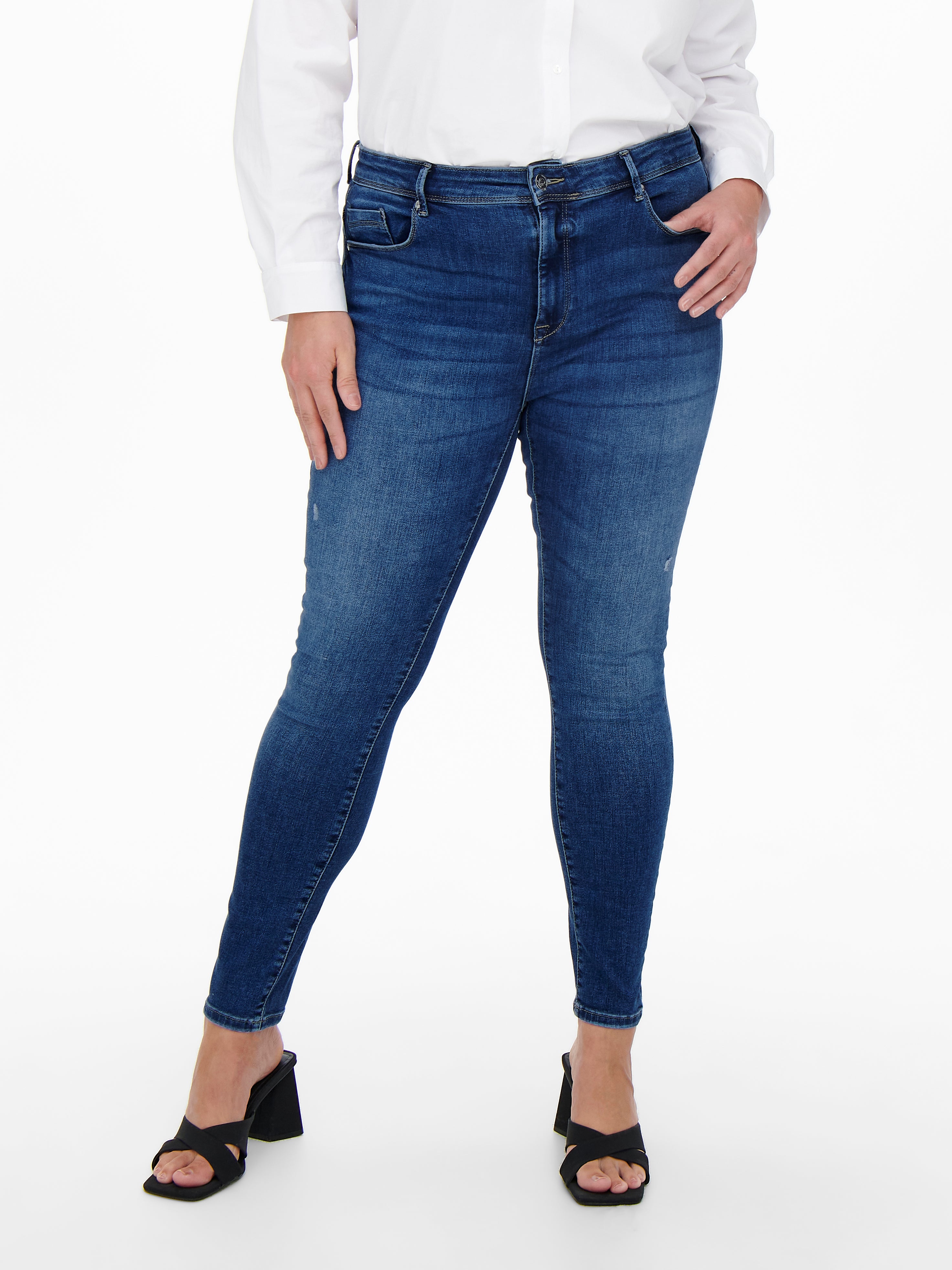 CARMAYA Hohe Taille Skinny Fit Jeans Medium Blue Denim