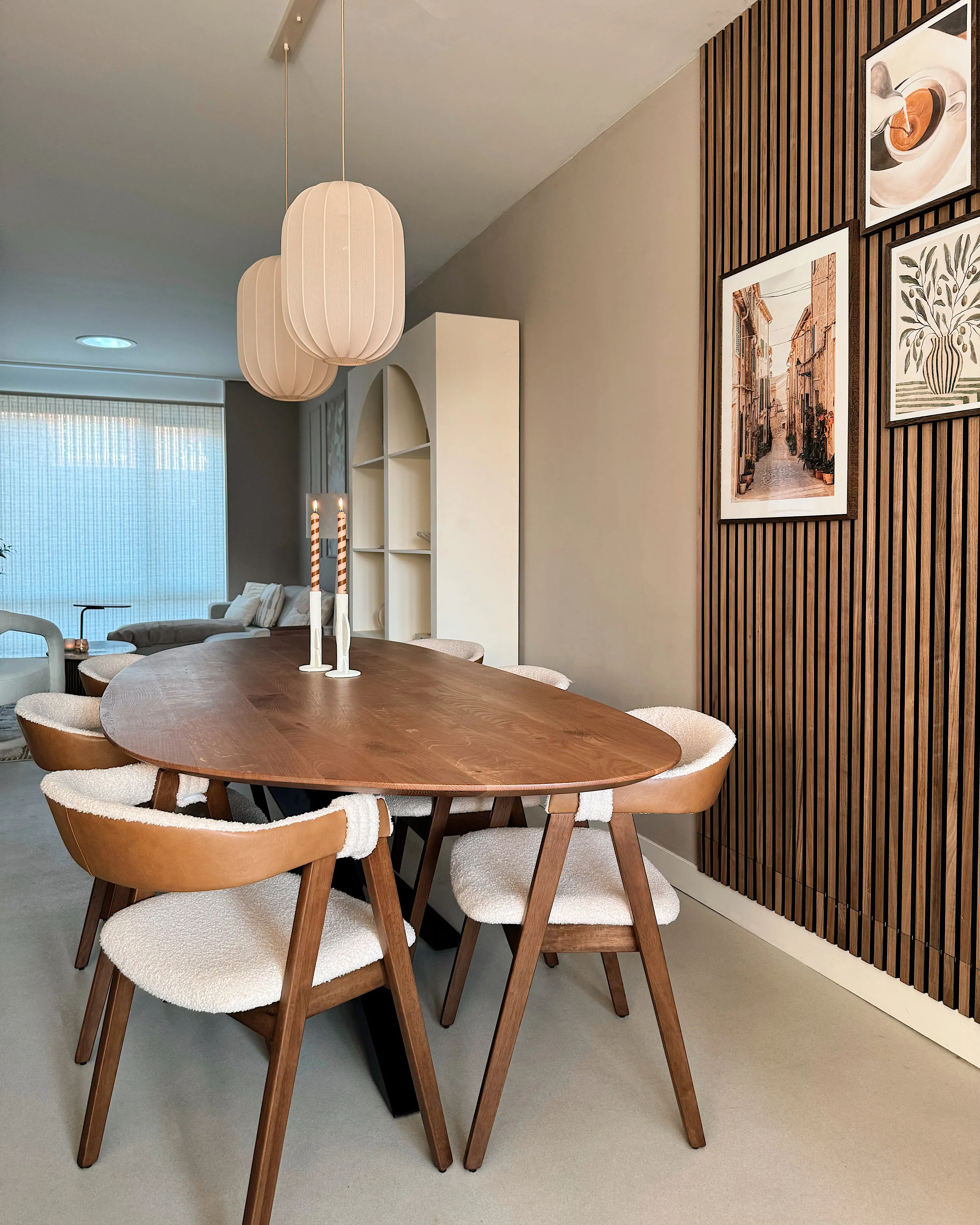 Set van 2 eetkamerstoelen DAY Bouclé Donkerbruin/beige