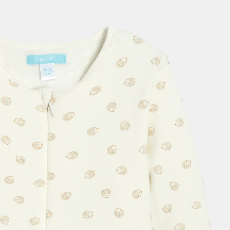 Surpyjama molleton hérisson blanc bébé mixte Blanc
