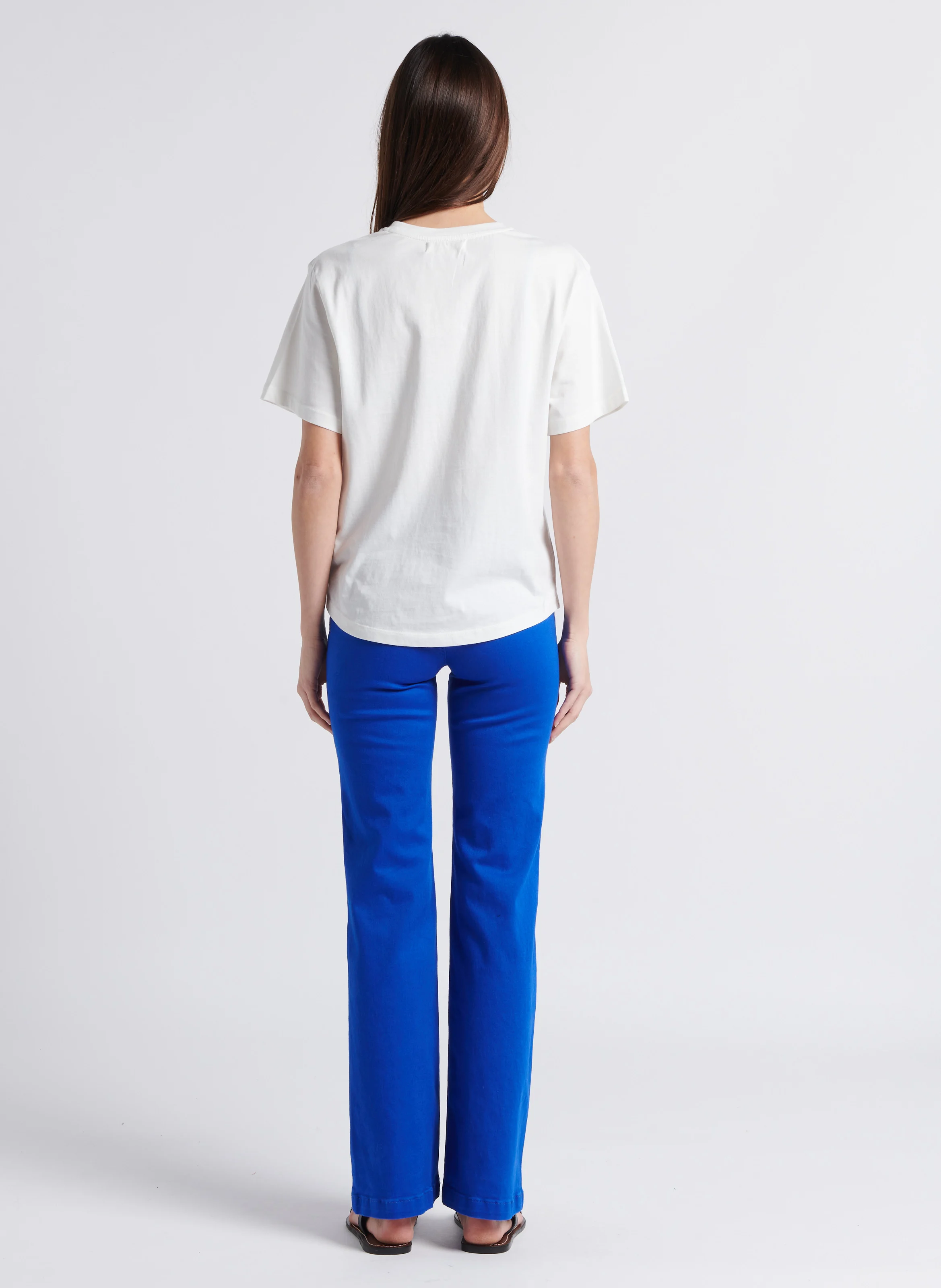 SONNY - Jean flare taille haute en coton stretch| Bleu