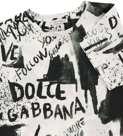 Dolce & Gabbana T-shirt - DG Next - Sort/Hvid m. Graffiti