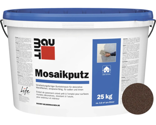 Baumit Mozaïekpleister M317 El Capitan Gebruiksklare Dunne Laag Toplaagpleister Donkerbruin-Zwart 25 kg