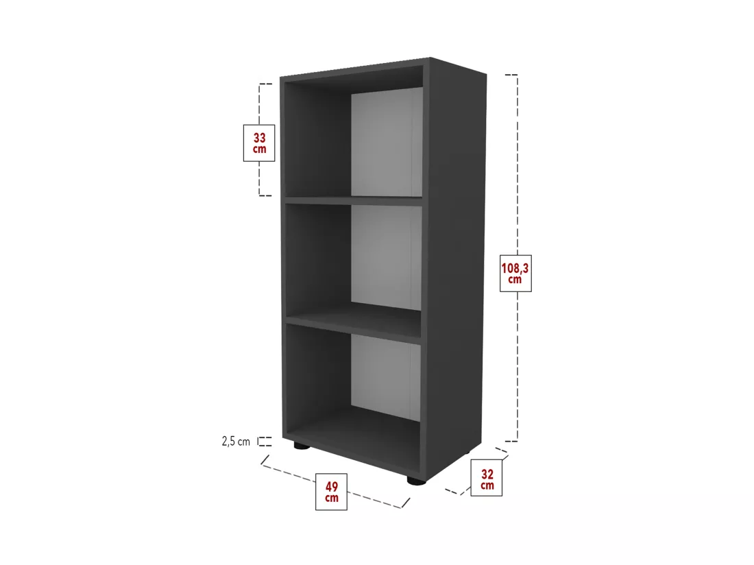 Étagère de bureau en bois Étagère à dossiers Ulas 3f