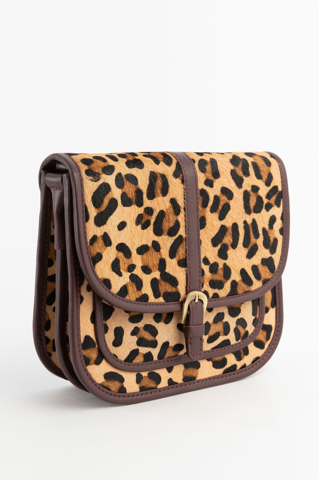 Bruine crossbody tas met leopard