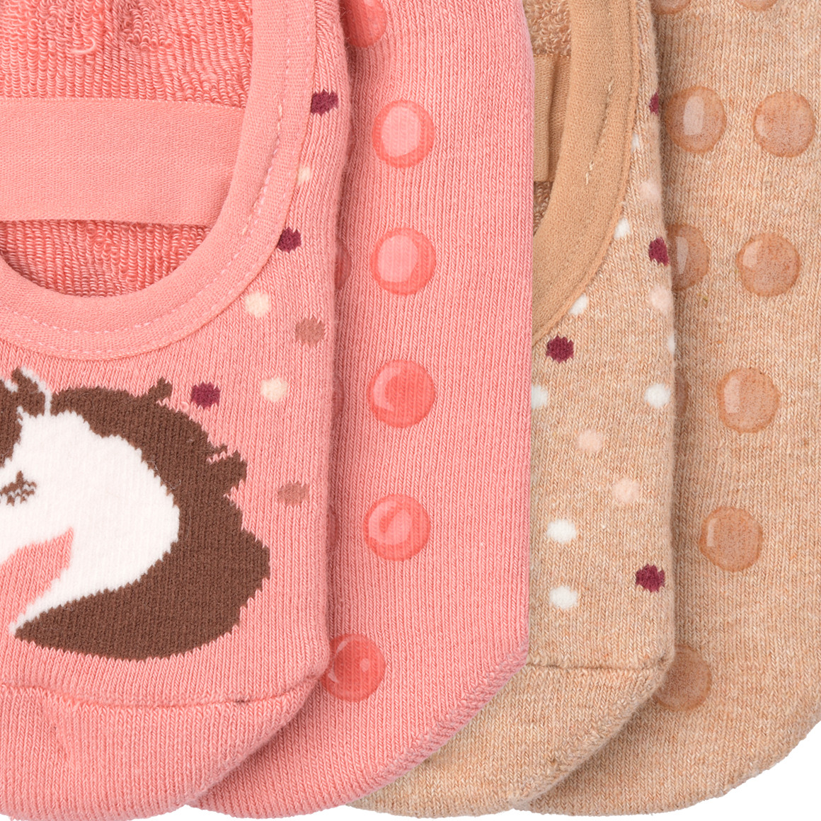 Topolino 2 Paar Mädchen Stoppersocken im Set rosa / hellbraun