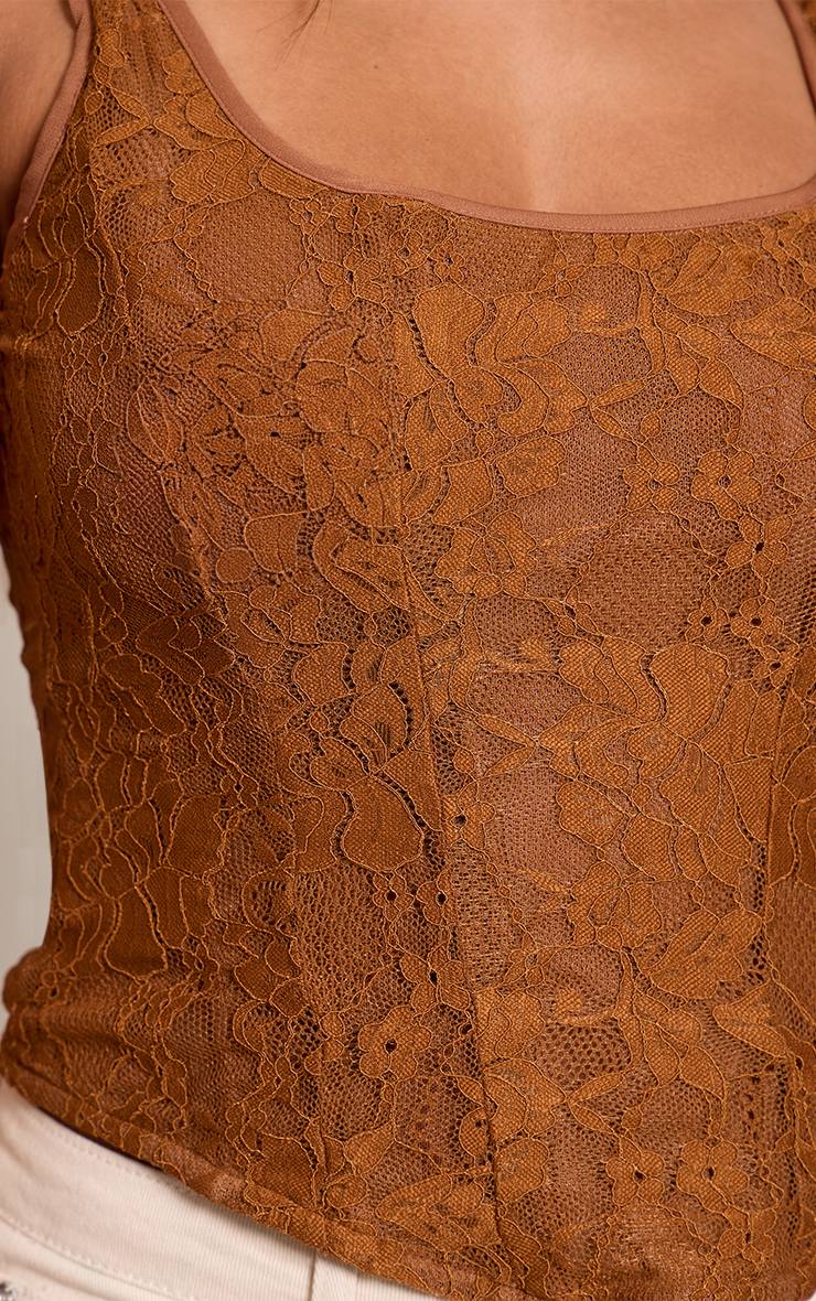 Chocolat Top Corset Long À Encolure Carrée En Dentelle Shape