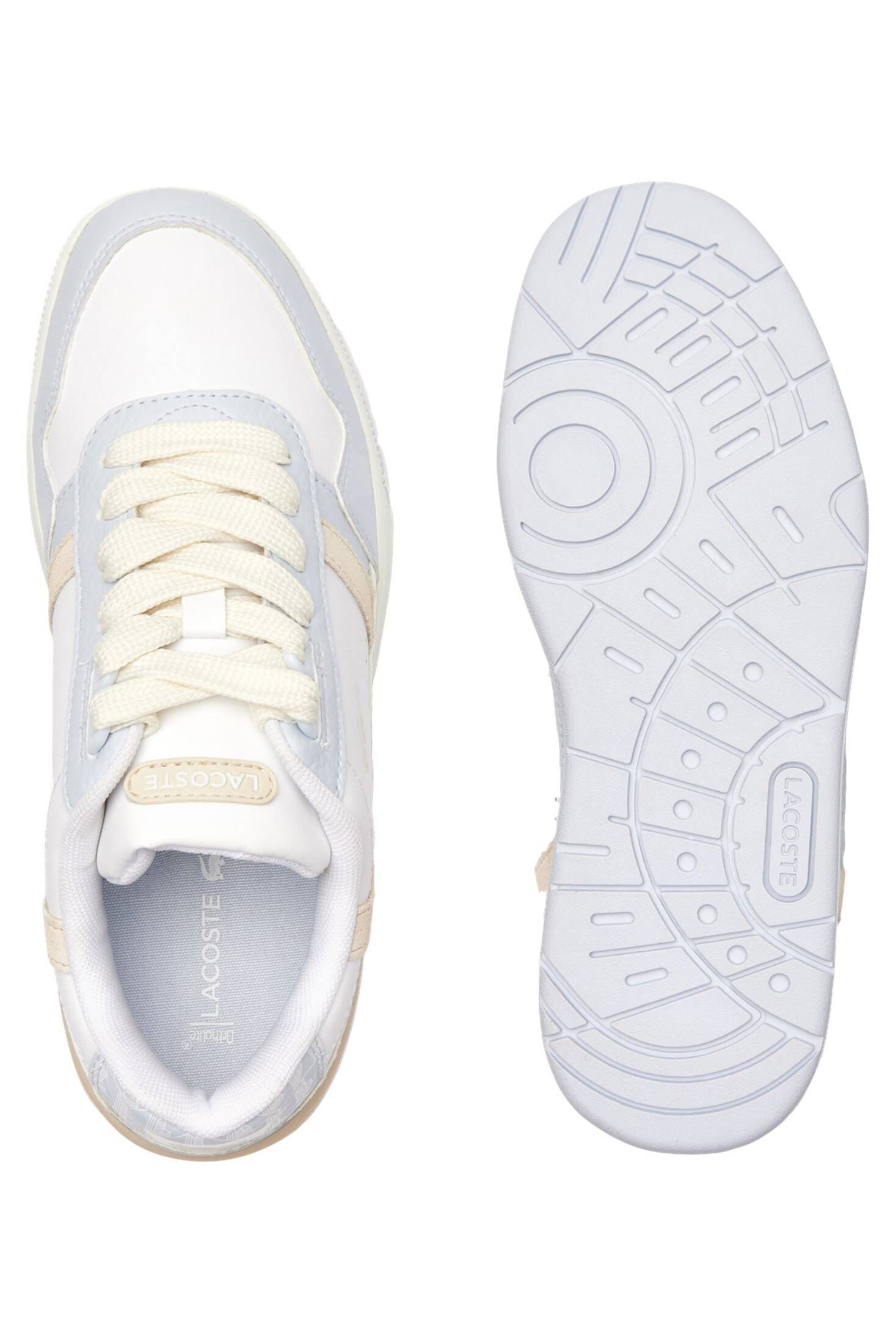 Lacoste| Damen Sneaker T-CLIP aus Leder mit Monogramm