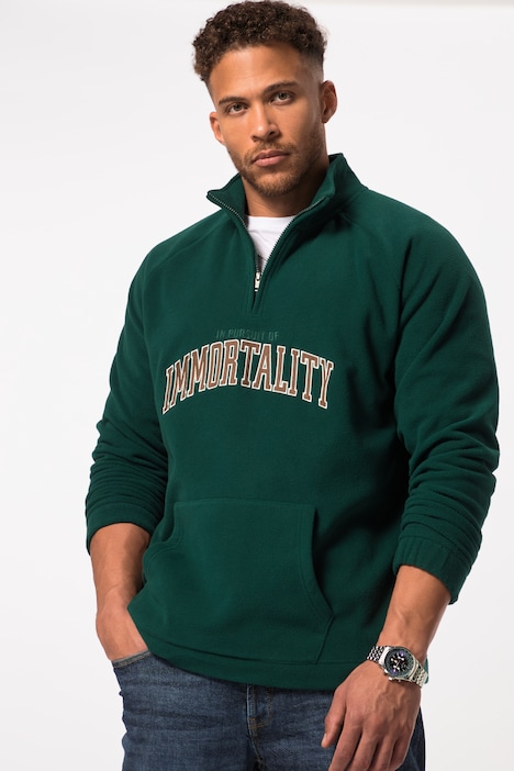 STHUGE Fleece-Troyer, Stehkragen, Applikationen, bis 8 XL