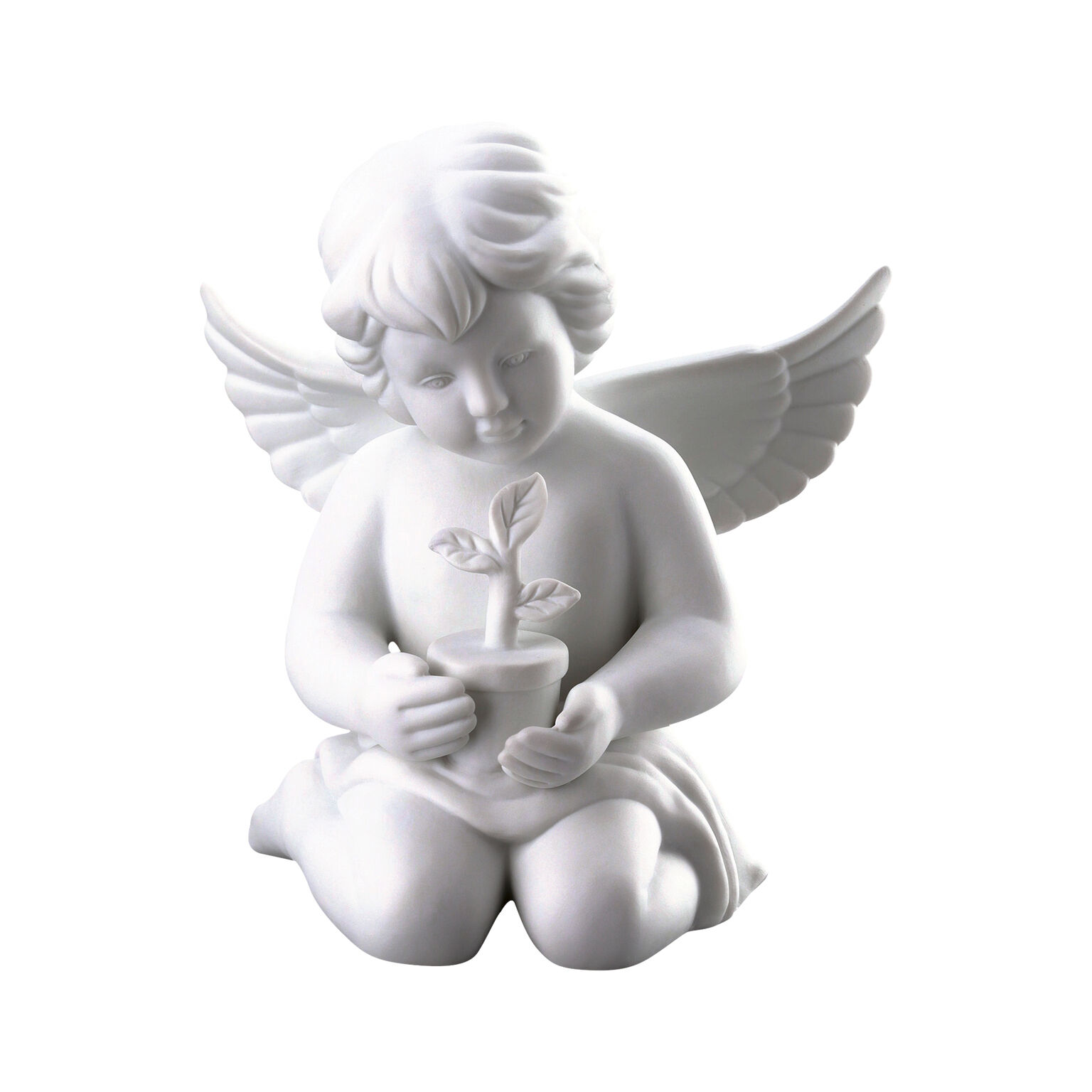 Angels Weiss matt Engel mit Blumentopf
