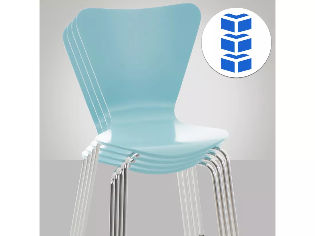 Lot de 8 Chaise de conférence - Bois & Nature - Bleu clair - Calisto