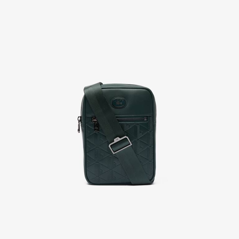 Sacoche verticale avec imprimé monogramme Sacoches & Pochettes - Vert - Lacoste - Homme