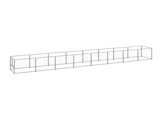 Chenil extérieur cage enclos argenté 800 x 100 x 70 cm 02_0000301