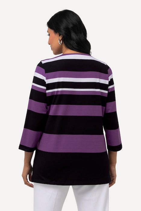 Shirt, Ringel, Rundhals, 3/4-Arm, Pima Cotton