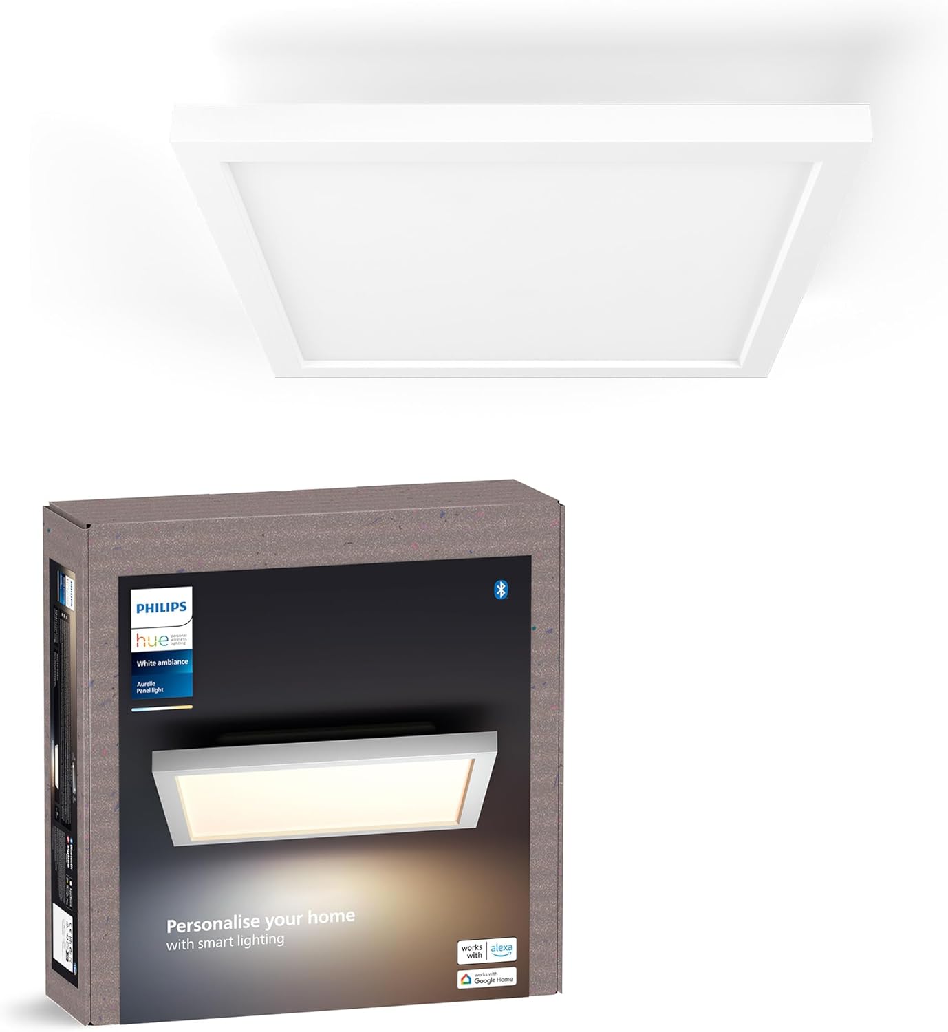 Philips Hue White Ambiance Aurelle smarte LED Panelleuchte, 30x30cm, Innenbeleuchtung, Smart Home Deckenleuchte für Schlafzimmer/Wohnzimmer, neue Generation, weiß