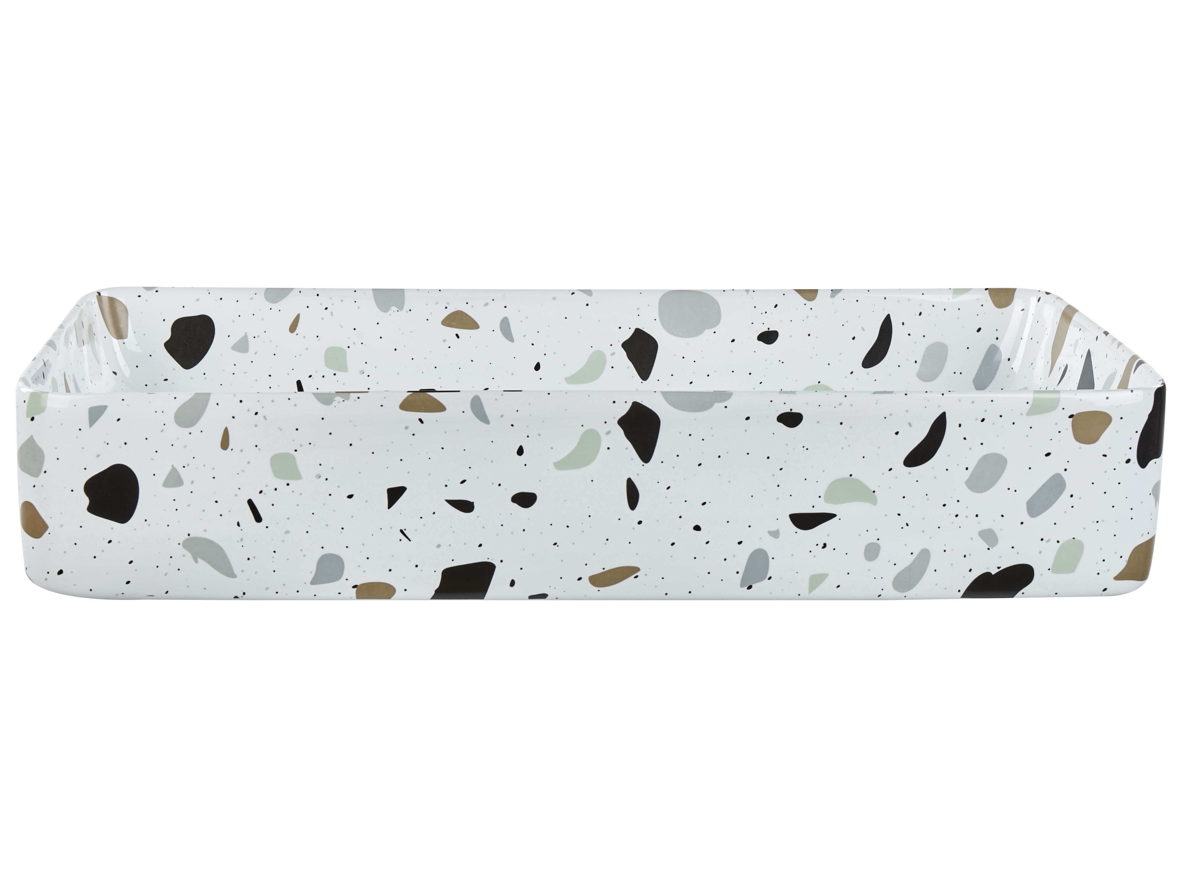 Wastafel voor aanrechtblad NULES 61 x 35 cm Keramiek Wit terrazzo