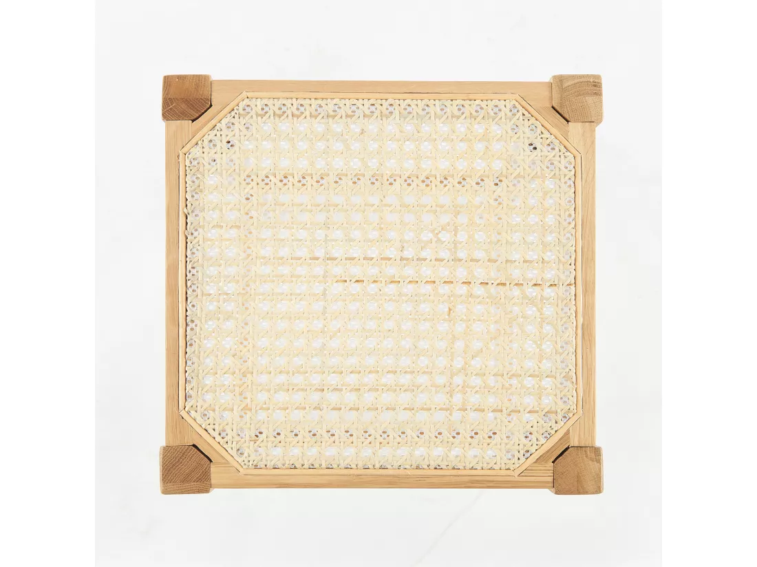 Tabouret pour îlot central 65 cm en cannage et bois - Kappa