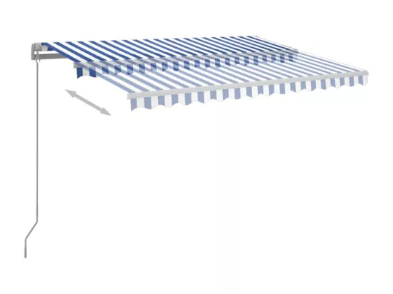 Auvent automatique capteur de vent et LED 3x2,5 m Bleu et blanc