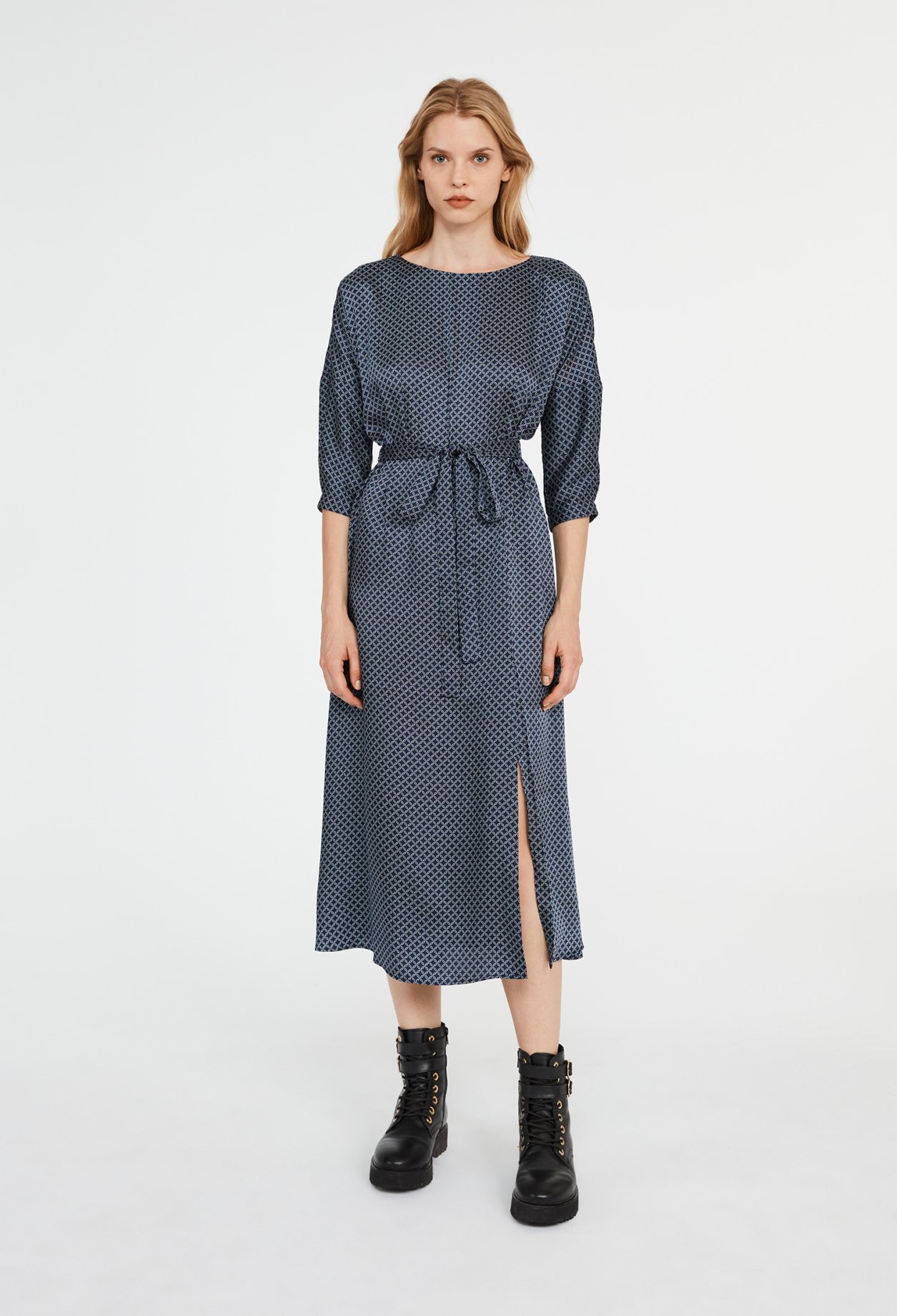 Robe longue &agrave; motifs geometrique