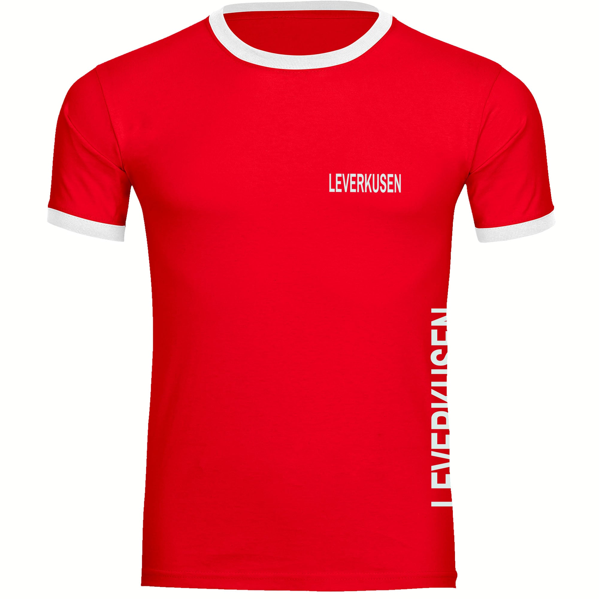 multifanshop® Kontrast T-Shirt - Leverkusen - Brust & Seite - Druck weiß