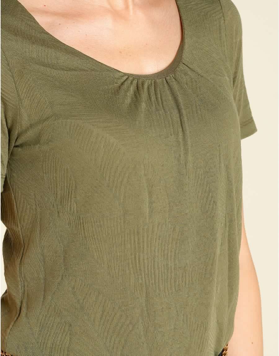T-shirt kaki imprimé