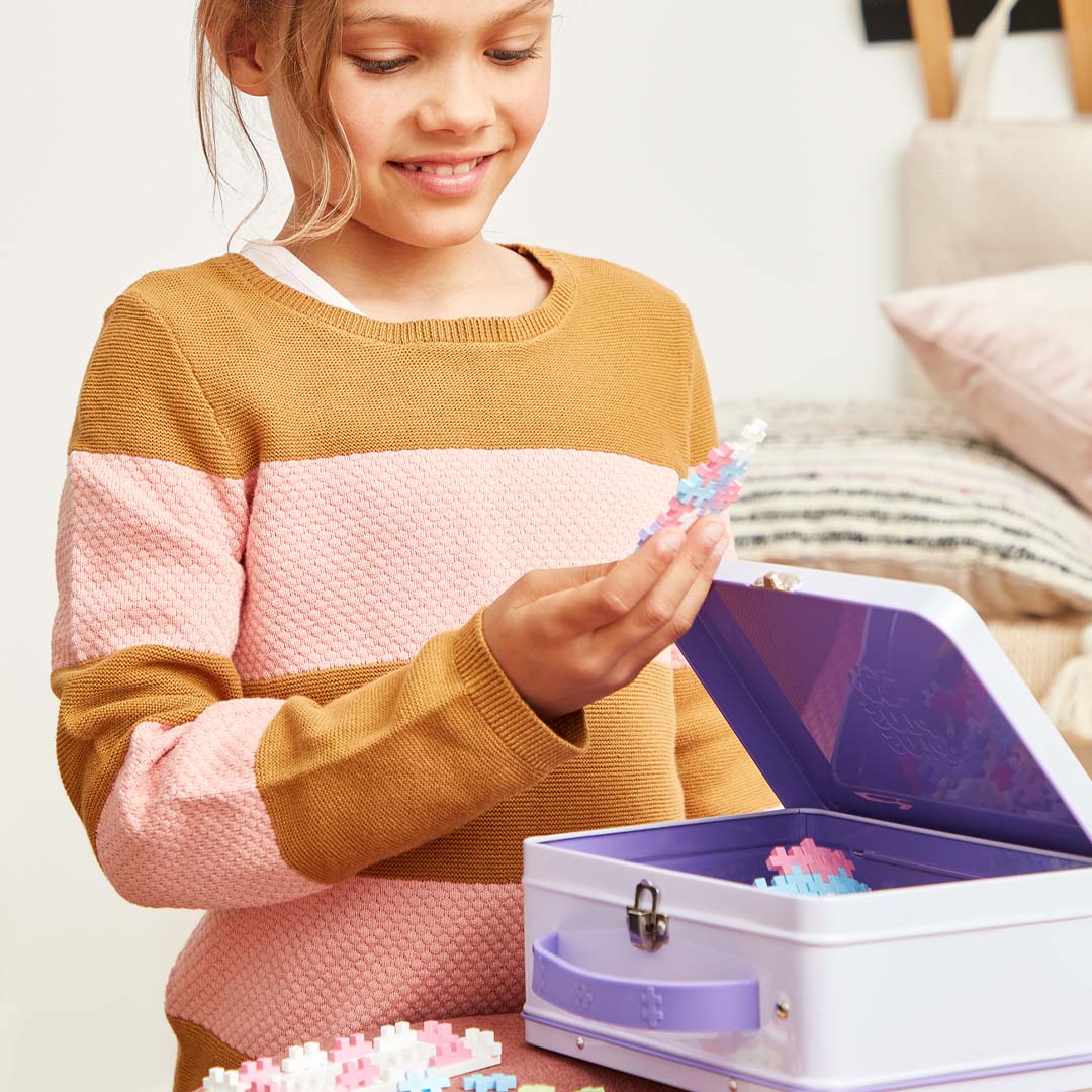 plus-plus bouwstenen in reiskoffer - pastel - paars - 600st