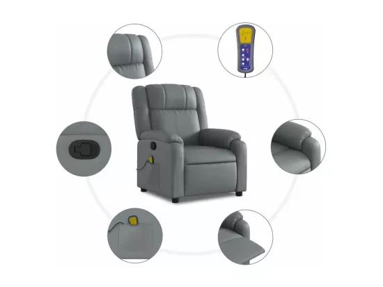 Fauteuil de massage inclinable Gris Similicuir