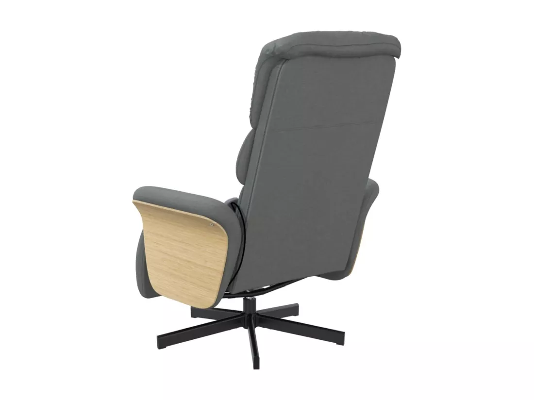 Fauteuil inclinable massant et repose-pieds gris foncé tissu