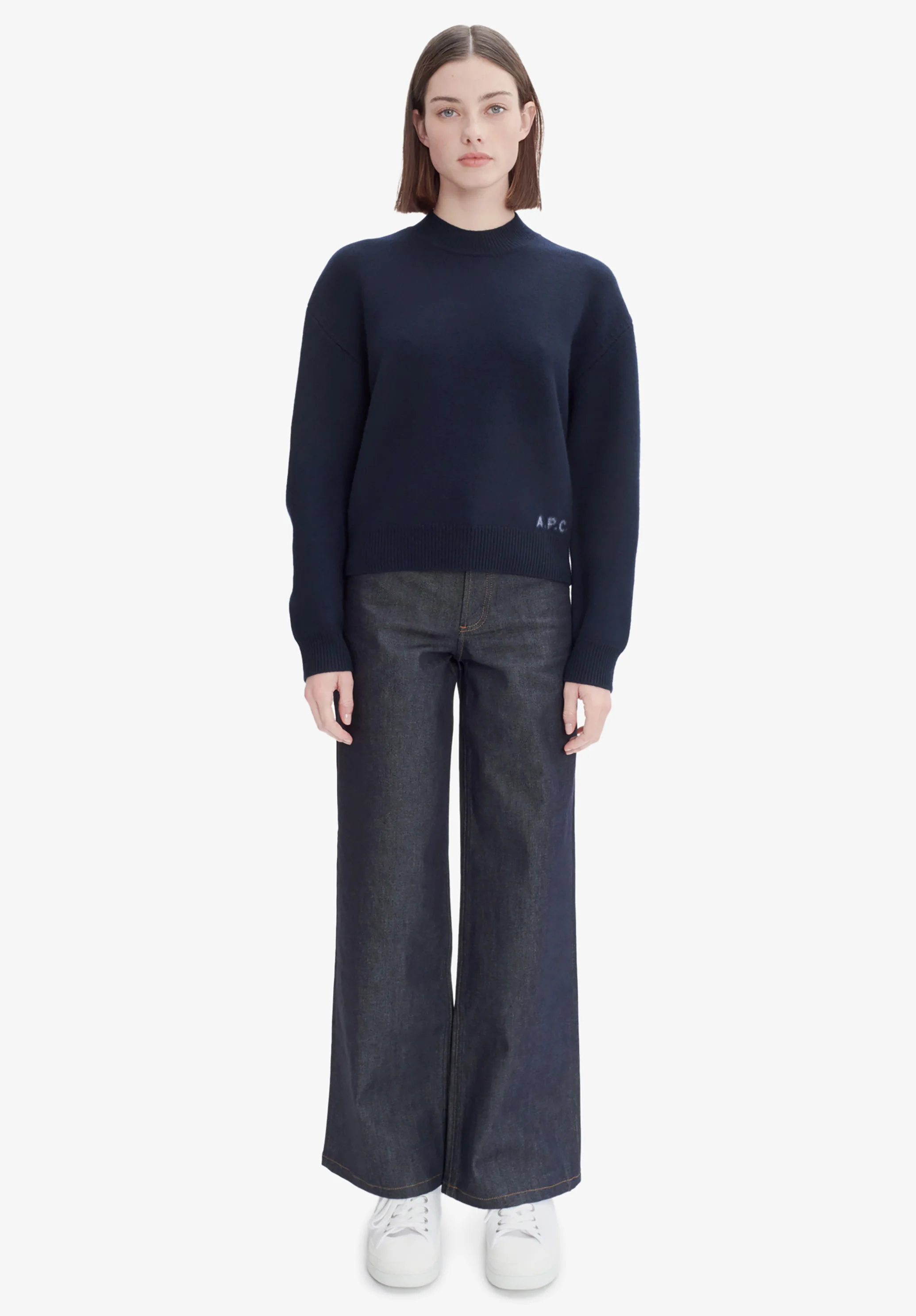 pull col rond - Dark navy