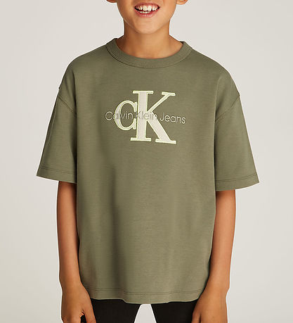 Calvin Klein Bluse - Outlined Fleece Mono - Dusty Olive
