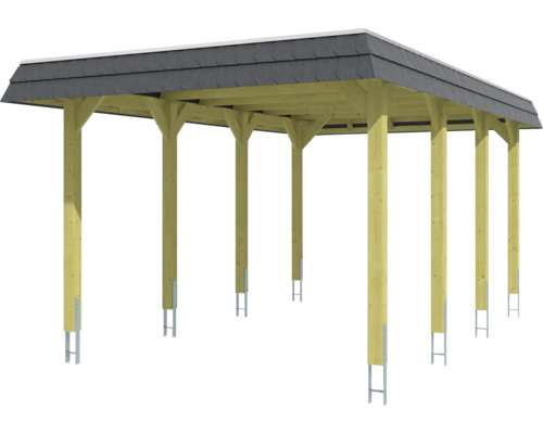 SKAN HOLZ Spreewald enkele carport met schilddak, inclusief regengoot, 345x589 cm, dompelgeïmpregneerd