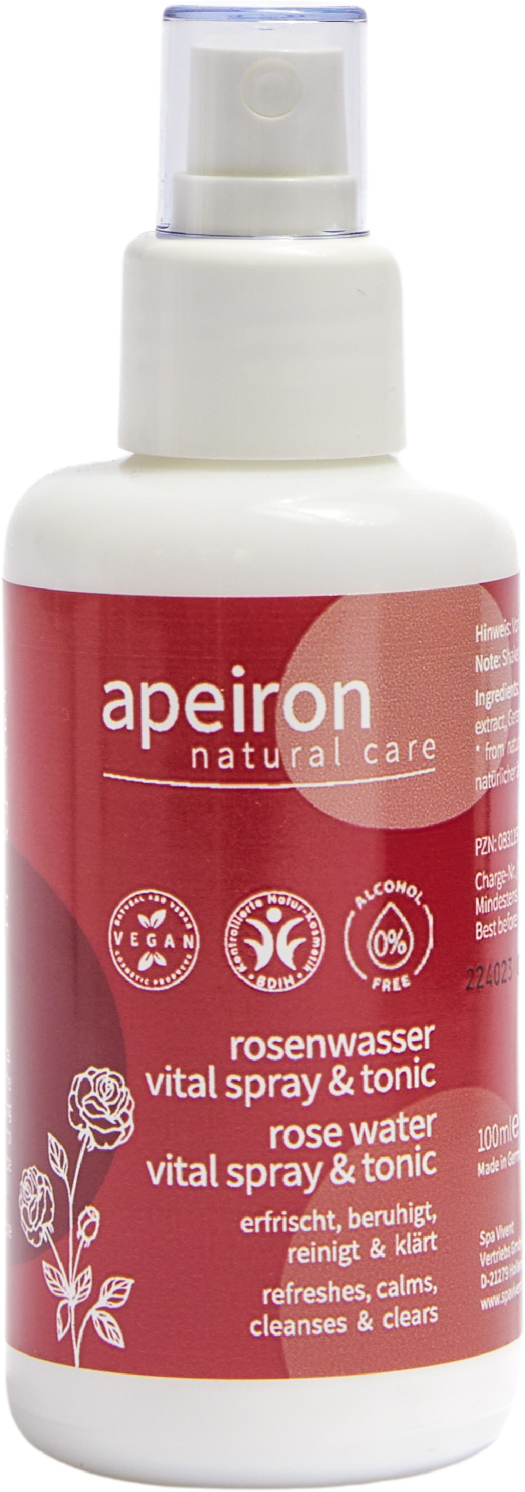 Apeiron  Rosenwasser Vital Spray & Tonic, 100 ml