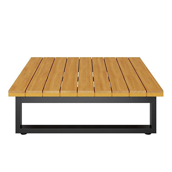 Table basse de jardin Moala en aluminium et bois coloris bois naturel L.80 x l.80 x H.23,5 cm