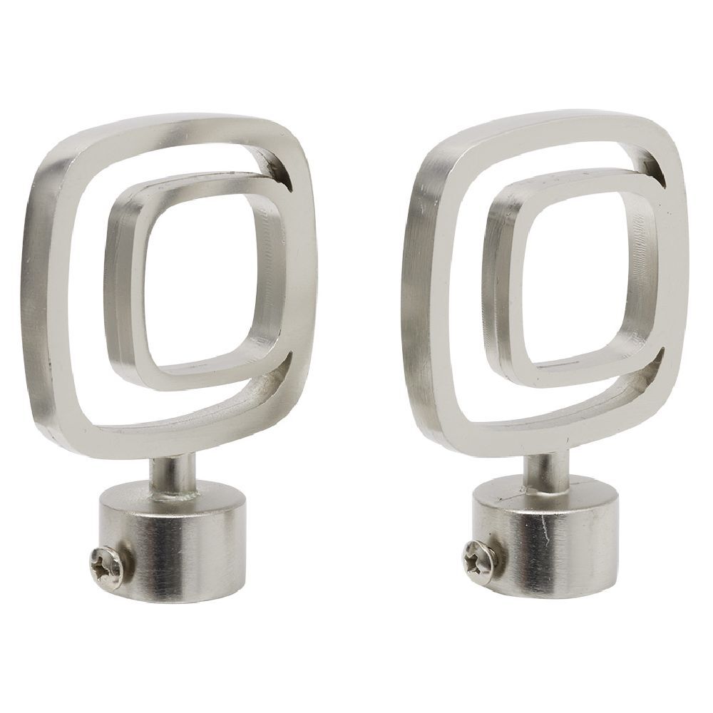 Embout tringle à rideau Ø20mm carré ajouré aluminium brossé x2