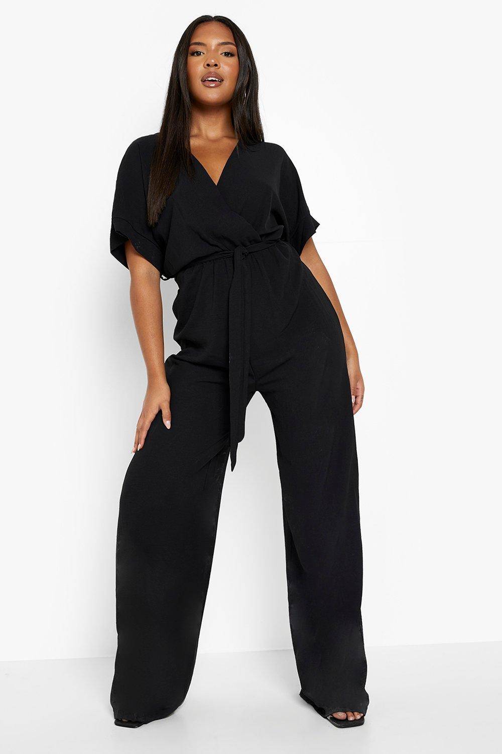 boohoo Plus Combinaison ample tissée ceinturée à jambes larges