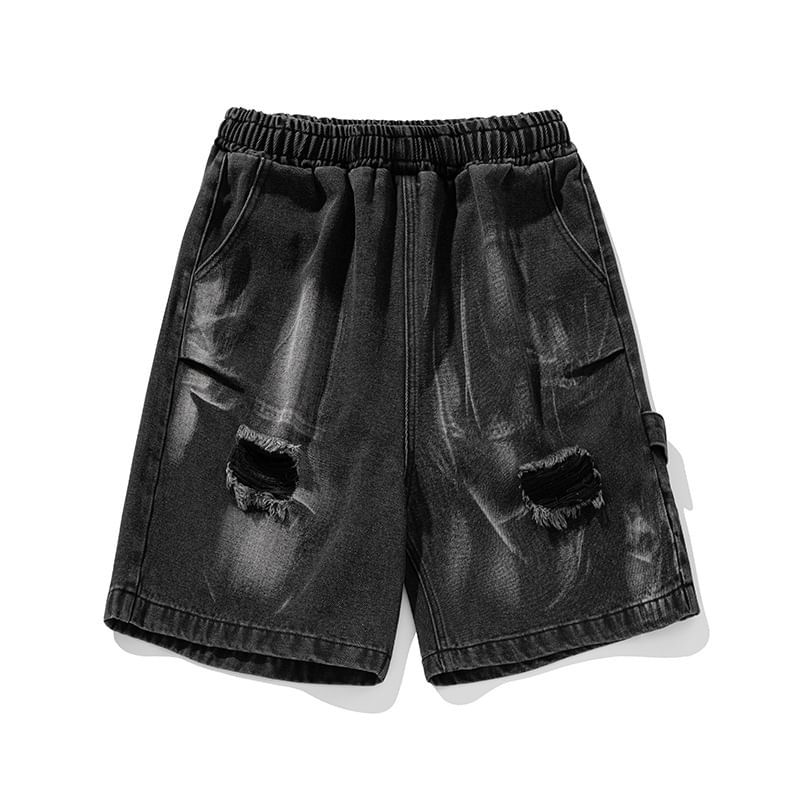 AXEN - Hoge taille denim shorts met distressed effect